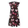 thumbnail image 5 of Yuyamidu Women's Dresses Valentine Dress Womens Flowy Dresses Romantic V-Neck Tiered Ruffle Sleeve A-Line Casual Midi Dress with Pockets Colorful Heart, Size S, 5 of 8