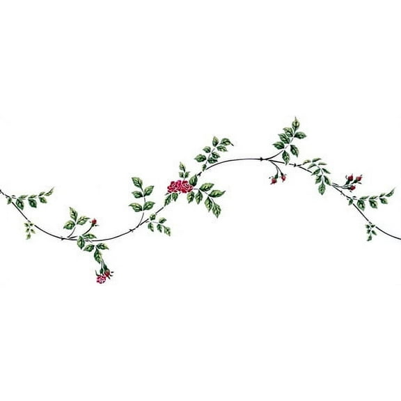 The Mad Stencilist Climbing Rose Vine Border Wall Stencil; TMS109