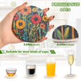 thumbnail image 2 of Yayeee 6 PCS Drink Coasters with Holder Set Woven Absorbent Round Tabletop Hot Pad, Orange Colorful Flowers, 2 of 7