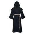 thumbnail image 2 of SXcggal Men's Hooded Cloak Robe Solid Color Priest Monk Clothes Outfit Versatile Casual Unique Clothes, 2 of 4