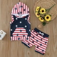 thumbnail image 5 of Coerni 4th of July Baby Boy Outfits Toddler Baby Clothes Cotton Sleeveless Hooded T-shirt USA Flag Shorts Summer Clothing Set, 5 of 9