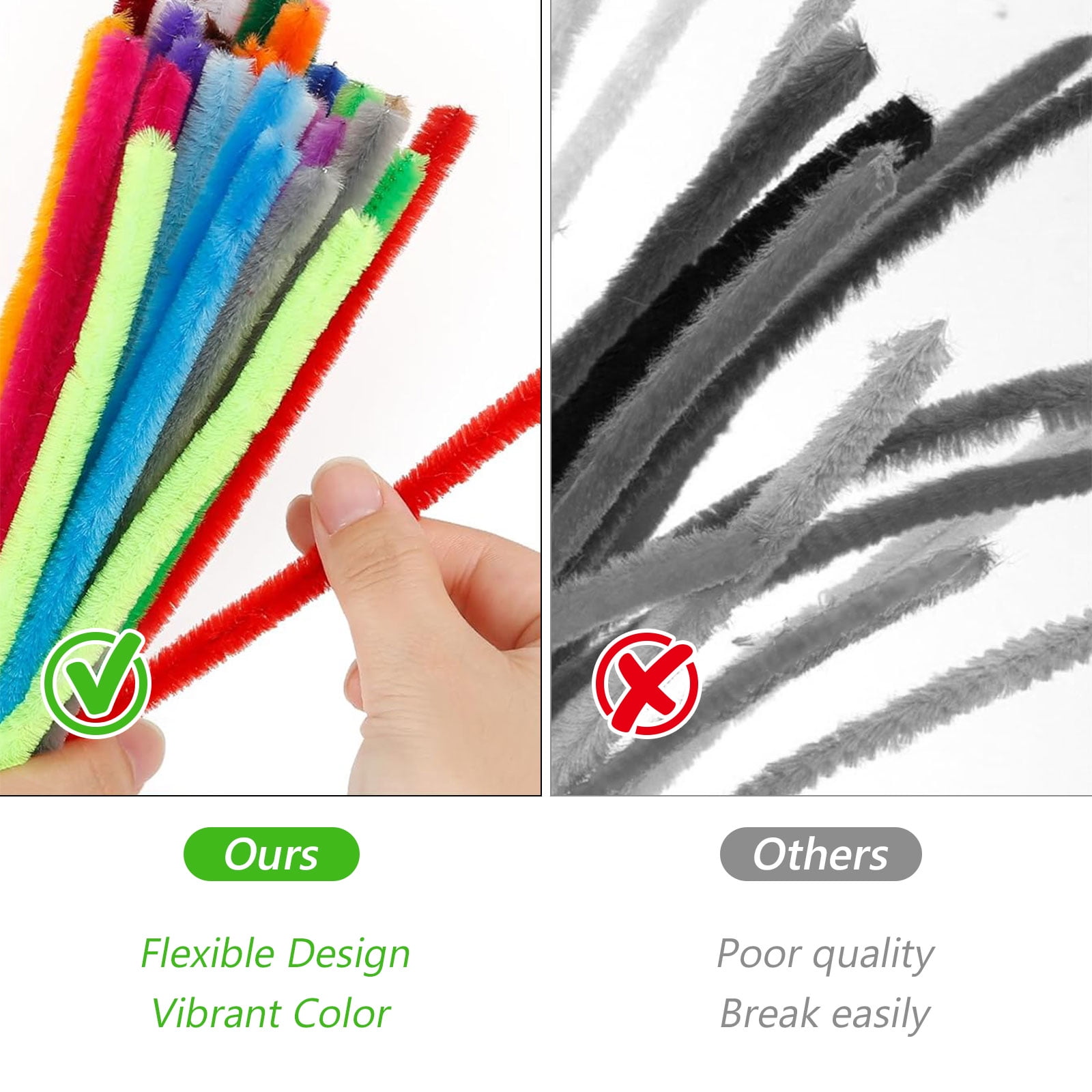 Tripumer 300 Pcs Pipe Cleaners Multicolor Chenille Stems Polyester Coated Wire Material for DIY Art Creative Craft Decorations