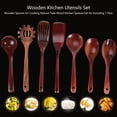thumbnail image 2 of Juego de utensilios de cocina de madera, cucharas de madera para cocinar, juego de espátulas de cocina de madera de teca natural que incluye paquete de 7, 2 of 8