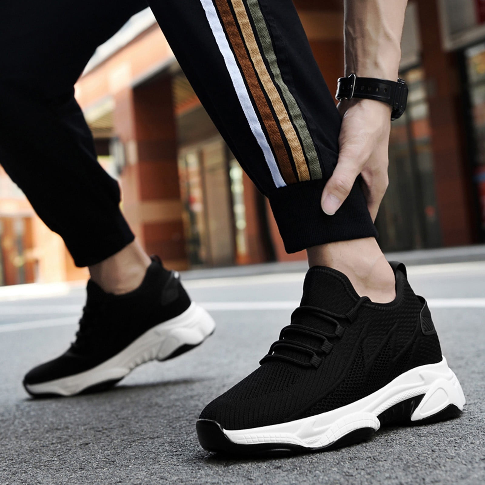 Men's Sneakers Outdoor Hiking Shoes High Top Breathable for Autumn and Winter Comfortable Athletic Footwear