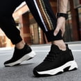 thumbnail image 5 of Lusa Mens 2.36 Inch Invisible Height Increasing Athletic Shoes Lightweight Mesh Breathable on Walking Shoes Simple Solid Color Low Top Lace-Up Running Sneakers Black 37, 5 of 7