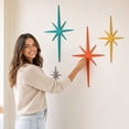 thumbnail image 2 of 4pcs Colorful Burst Star Metal Wall Sculpture, Modern Eclectic Whimsical Starburst Wall Art Decor, Rustic Hanging Ornament for Living Room, Bedroom, Playroom Indoor Background Decoration, Multicolor, 2 of 6