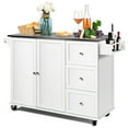 thumbnail image 1 of Costway Kitchen Island 2-Door Storage Cabinet Stainless Steel Top w/Drawers & Spice Rack, 1 of 10