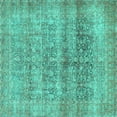 thumbnail image 1 of Ahgly Company Machine Washable Indoor Square Persian Turquoise Blue Traditional Area Rugs, 8' Square, 1 of 4