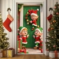 thumbnail image 4 of Christmas Door Cover 185*90/180*90Cm,Christmas Door Curtain Ensigns Outdoor Photo Christmas Day Party Elves Celebration Decoration Background Hanging Decoration Hanging Fabric, 4 of 6