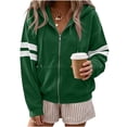thumbnail image 4 of LUVDA Stripe Sleeve Zip Up Hoodie for Women Athletic Sweatshirt with Kangaroo Pocket Casual Loose Fit Top, 4 of 7