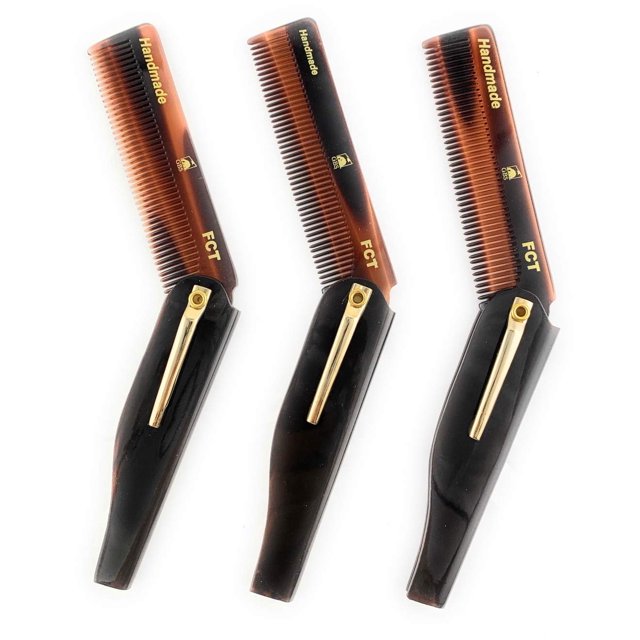 G.B.S Peine plegable hecho a mano para hombres y mujeres FCT Pack de 3