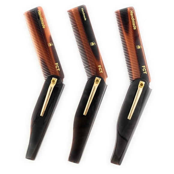 G.B.S Peine plegable hecho a mano para hombres y mujeres FCT Pack de 3