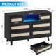 thumbnail image 2 of QinaQin Cómoda de ratán con 6 cajones, luz LED y estación de carga, mueble tipo TV para recámara, sala, entrada o cuarto de bebé, 2 of 7