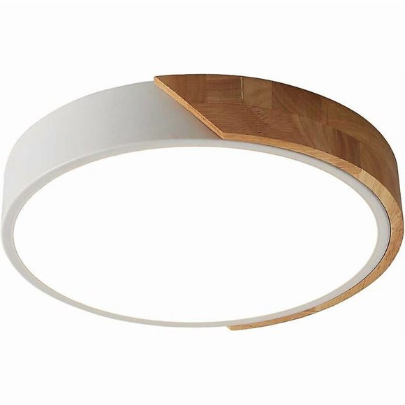 Autumn Promotion,schindora Led Ceiling Light 24w Warm White 3000k 2400lm, Modern Round Wooden Indoor Led Ceiling Lights 30cm For Living Room Living Ro