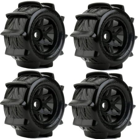 Powerhobby 1/8 Rooster 3.8 Belted Paddle Sand Snow Tires 17Mm Wheels (4) Fits : 1/8 Monster Truck Arrma Kraton/Outcast/Notoriou/Traxxas E-Revo/T-Maxx/Summit/Losi Lst/Hpi Savage