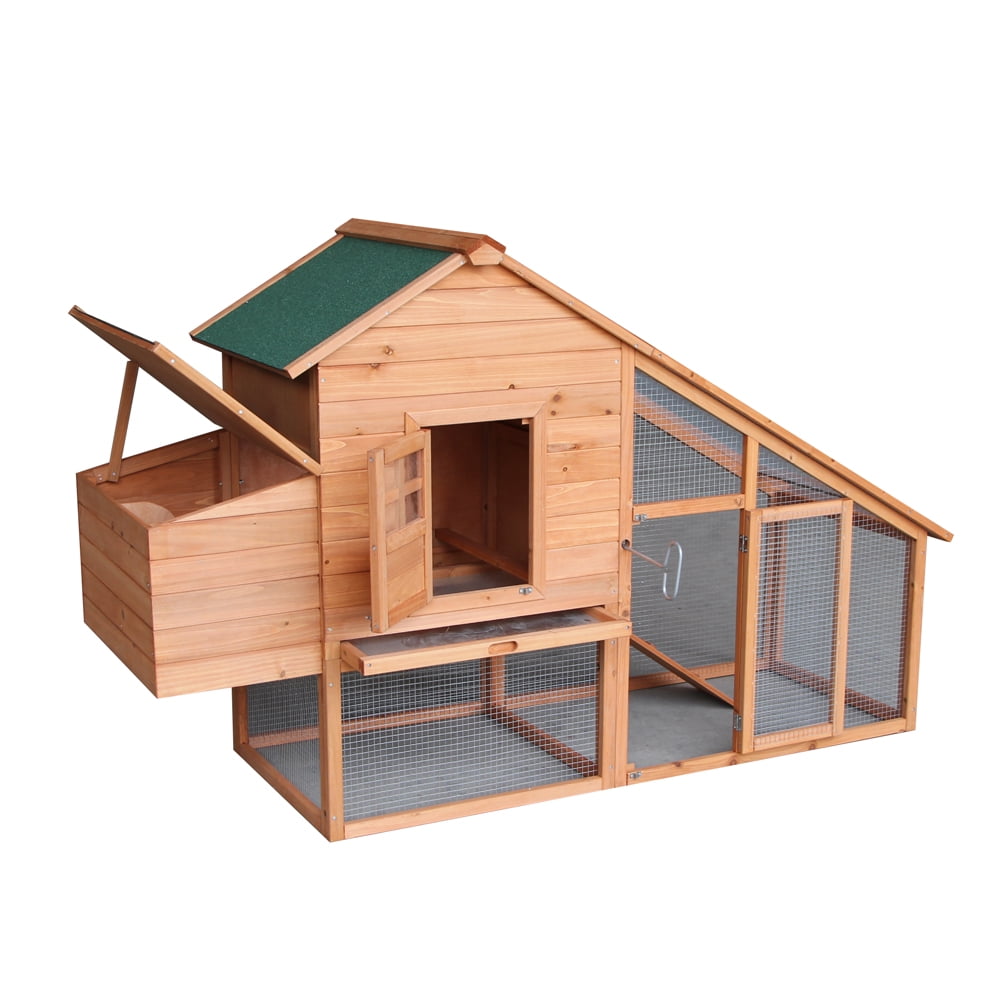 45.7" Foldable Chicken Coop Rabbit Bunny Hutch Hen House Poultry Cage Pet Wooden 