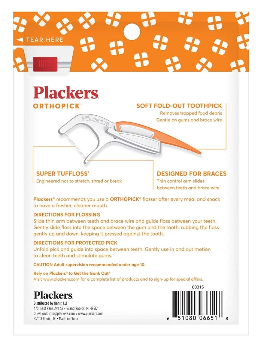 Plackers Orthopick Dental Flossers 36 Count (4 Pack)