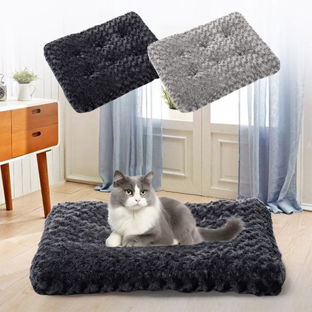 Cama Ortopédica para Mascotas con Espuma Viscoelástica | Alfombrilla Antideslizante para Perros y Gatos | Almohadilla de Felpa para Aliviar La Ansiedad, 43 X 28 X 3,8 Cm - Negro o Gris