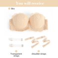 thumbnail image 4 of YANDW Strapless Push Up Bra Lace Underwire Thick Padded Multiway Bra for Women, Beige 38B, 4 of 7
