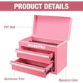 thumbnail image 3 of Metal Mini Tool Box, Top Tool Chest containing Two Drawers with Ball Bearing Slides, PVC Drawer Liners and PP Feet Pads, Cold Rolled Steel Small for Multi-Purpose Storage - Pink Ribbon, 3 of 4