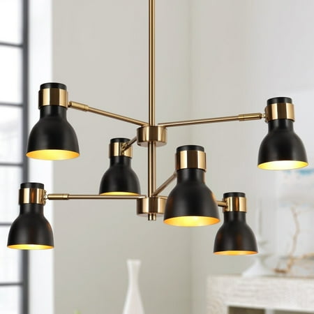 

Modern 6-Light Black Gold Chandelier Metal Pendant Lights for Dining Room - 24.5 D x 12 H