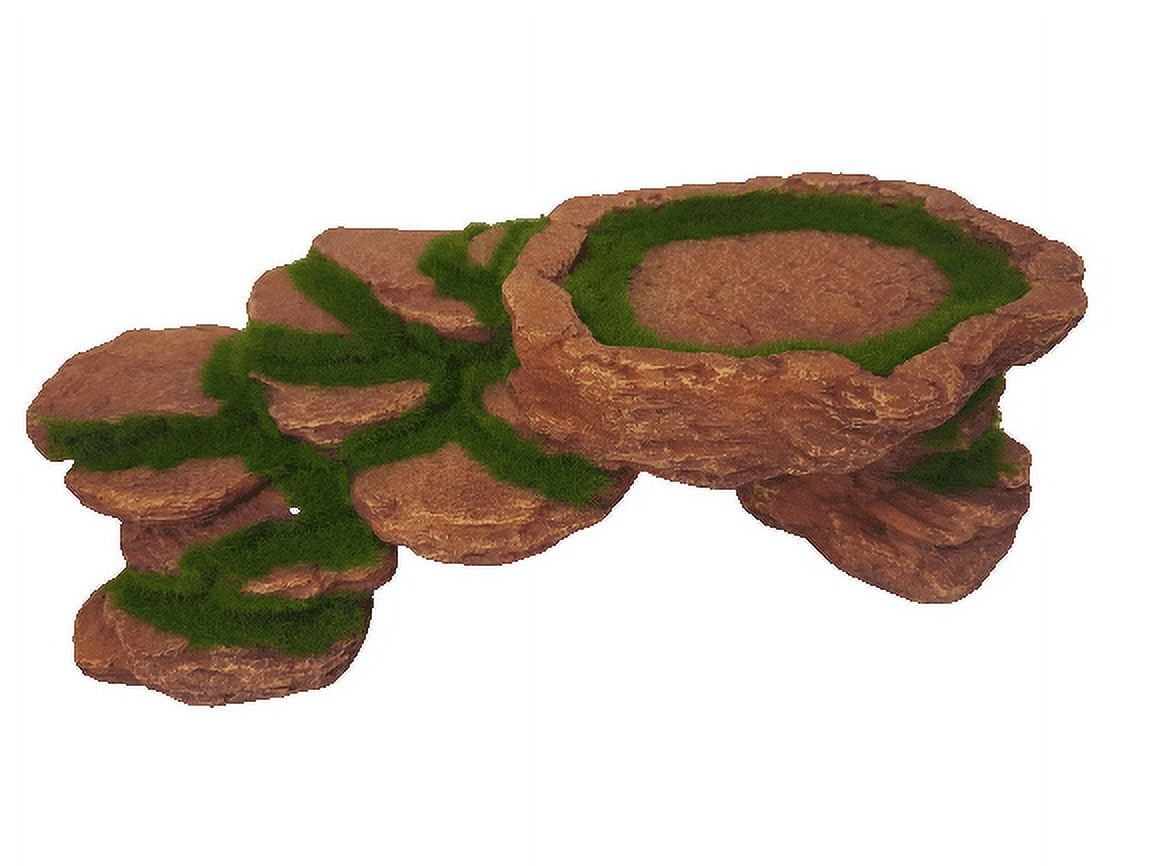 Large Rock with Moss, Artificial Bridge Aquarium Ornament Perfect for Reptile or Tropical Fish Tanks
