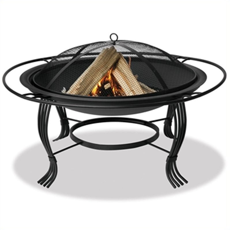Pemberly Row 34.6" Firepit with Outer Ring in Black by Pemberly Row