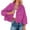 Hot Pink, variant on Jackets Womens Trendy Casual Solid Denim Turndown Long Sleeve Loose Button Hoodie Cropped Lightweight Fall Winter Womens Coat,Green,M