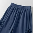 thumbnail image 4 of IVEYRTF Women Solid Color Bow Tie Drawstring Elastic Waist Casual Pants Soft Stretchy Comfortable Workout Yoga Athletic Trousers Long Length(Navy,M), 4 of 8