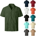 thumbnail image 2 of Men's Guayabera Shirts Summer Fashion Clothes for Male Casual Short Sleeve Blouse with 4 Pockets Lapel Neck Solid Color Embroidered Eyelet Shirts Button Down Shirts Turn Down Collared Coffee XXL, 2 of 6