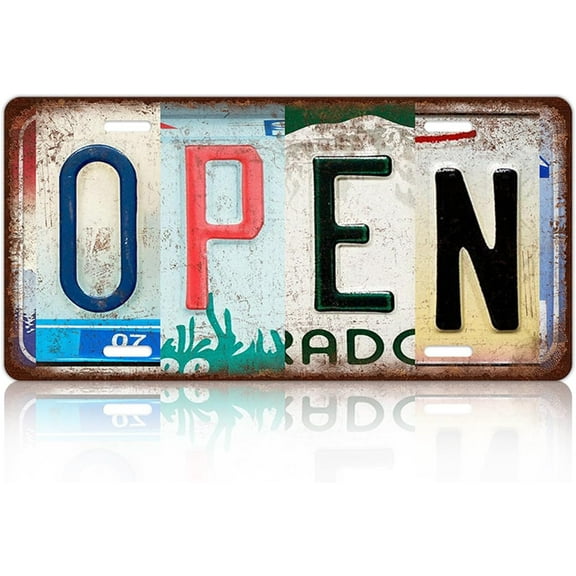 Open Signs For Business Open Closed Sign advertisement for business License Plate for Businesses Stores Restaurants Bars 12 x 6 Inches