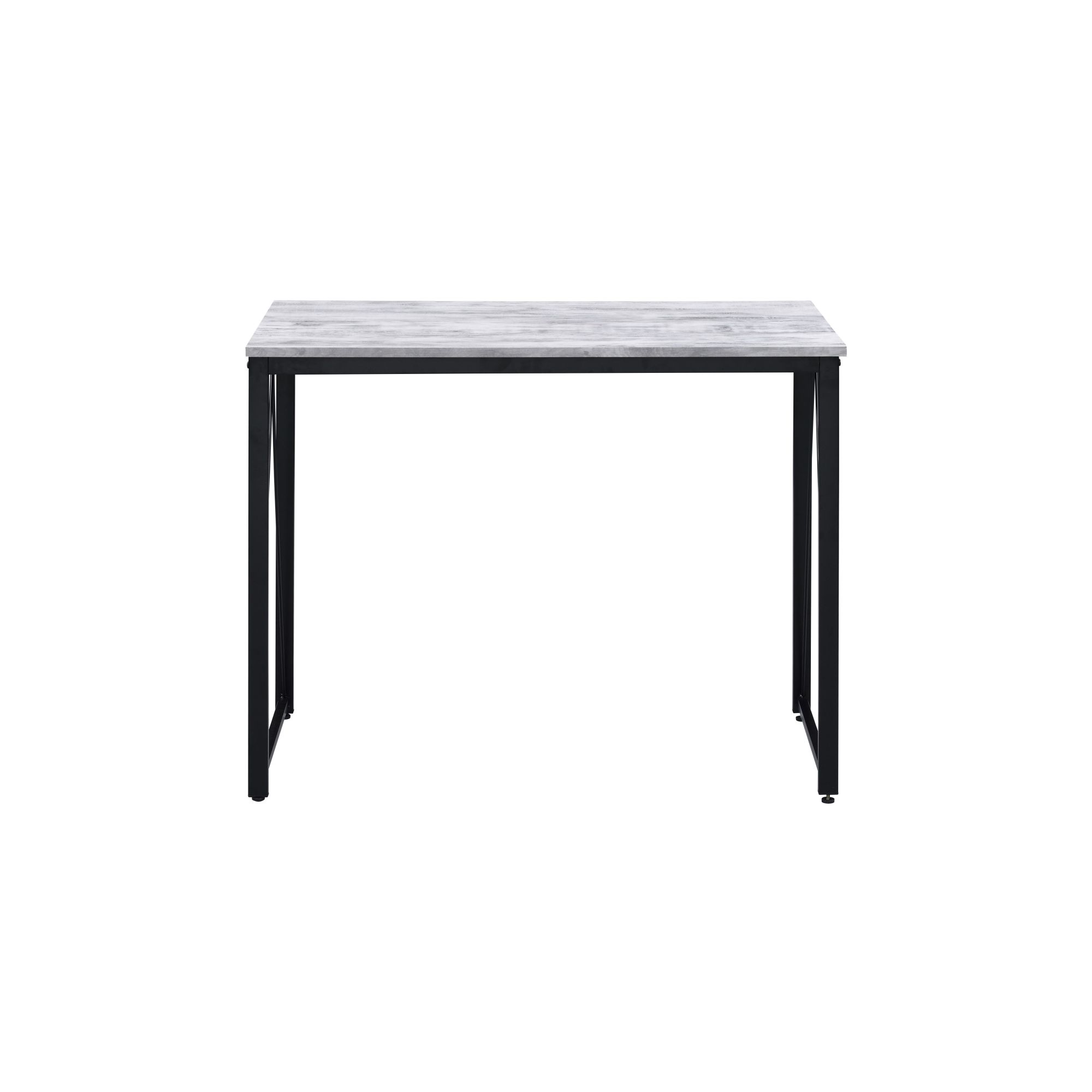 35 inch Small Computer Desk,Writing Desk with Metal Frame for Home,Antique White & Black