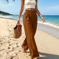 thumbnail image 5 of ZHYou No Boundarie Women's Wide Leg Pants Ruffle High Waist Drawstring Lightweight Flowy Loose Casual Full Length Trousers,Brown,Size L, 5 of 6