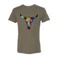 thumbnail image 2 of Wild Bobby, Colorful Rainbow Cow Bull Skull Animal Lover Mens Premium Tri Blend T-Shirt, Military Green, 2XL, 2 of 3