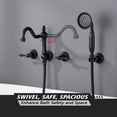 thumbnail image 5 of SUMERAIN Matte Black Wall Mount Bathtub Faucet with Hand Held Shower, Traditional High Flow Tub Filler Set Including Rough-in Valve, 5 of 12