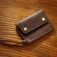 thumbnail image 1 of Tarjetero sencillo de piel de vaca, billetera corta de cuero hecha a mano, billetera vintage de cuero Crazy Horse con cremallera, bolsa de almacenamiento, 1 of 6