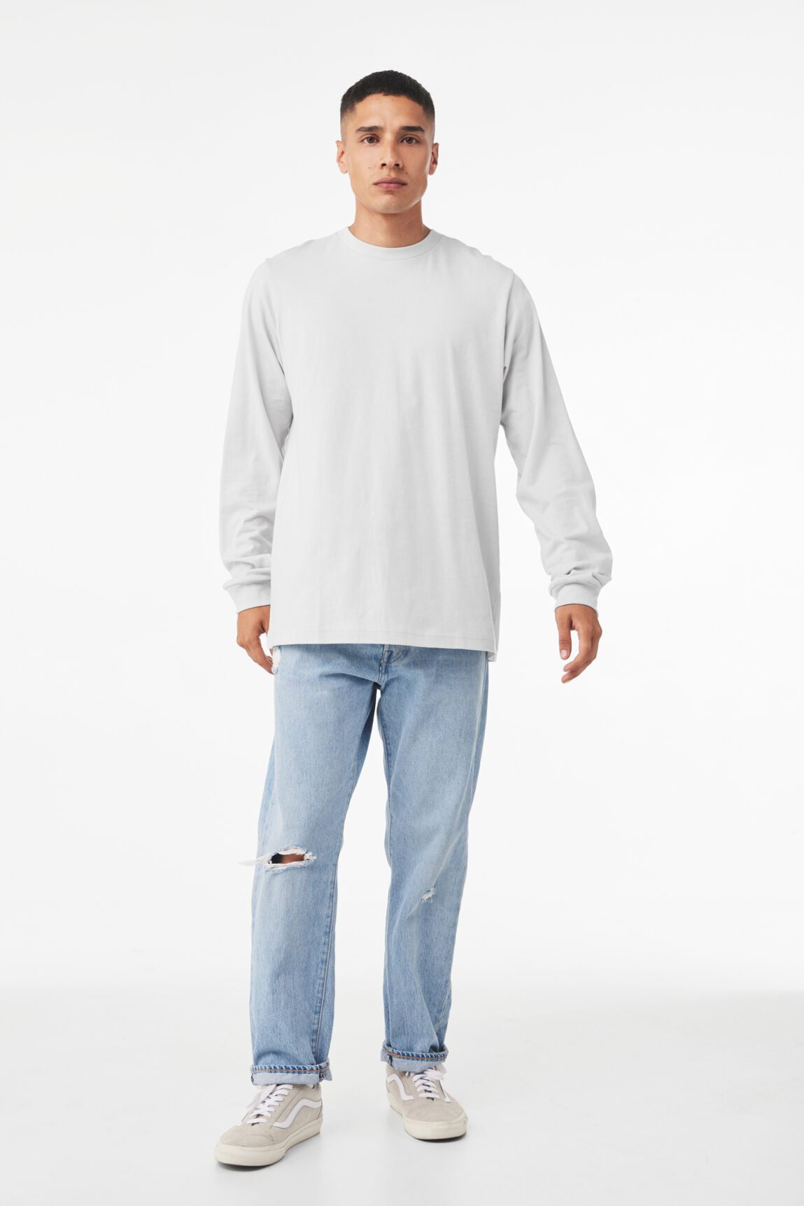 BELLA+CANVAS Adult Unisex Long Sleeve Crew T-Shirt for Tie-Dyeing, 2-Pack, 4XL, White
