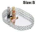 thumbnail image 1 of Mirrored Crystal Vanity Makeup Tray, Ornate Jewelry Trinket Decorative Tray Cosmetic Perfume Display Organizer Tray,Home Decor Tray for Dresser/Bathroom Ellipse, 1 of 9