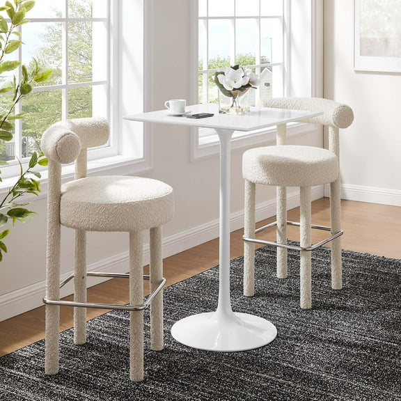 Modway Lippa 28" Square Modern Lacquered MDF Wood Bar Table in White