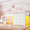 thumbnail image 2 of Leumius Twin Size Loft Bed with Storage Drawers and Stairs,Metal Loft Bed with Lights and Ample Under-bed Spaces,Multi-Storage Spaces,White, 2 of 17
