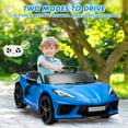 thumbnail image 2 of OUYAWEI 12V Ride On Sports Corvette Electric Car Remote Control LED Lights Music Dark Blue Boys Girls, 2 of 7