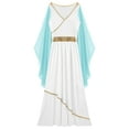 thumbnail image 5 of LiiYii Woman's Greek Athenian Roman Toga Outift Ruffles Cape Maxi Praise Dance Dress Robe Light Blue L, 5 of 7