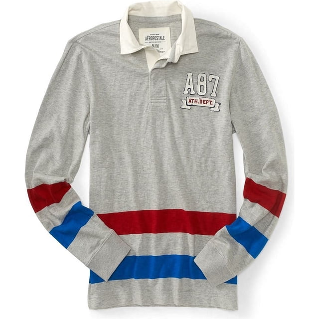 Aeropostale A87 Jersey Rugby Polo para Hombre, Gris, XX-Large