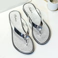 thumbnail image 2 of ZTTD 2023 Sandwiched Herringbone Women's Slippers With Diamond Rhinestone Beach Shoes Flat Bottom Comfortable Flip Flops Sandals Silver, 2 of 7