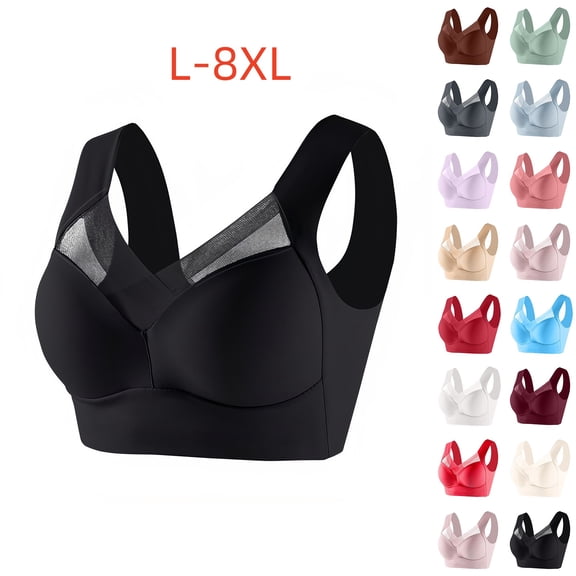 Snoarin Plus Size Bras for Women Full Cup Seamless Push Up Shaping Wire Free Everyday Bra Size L-6XL