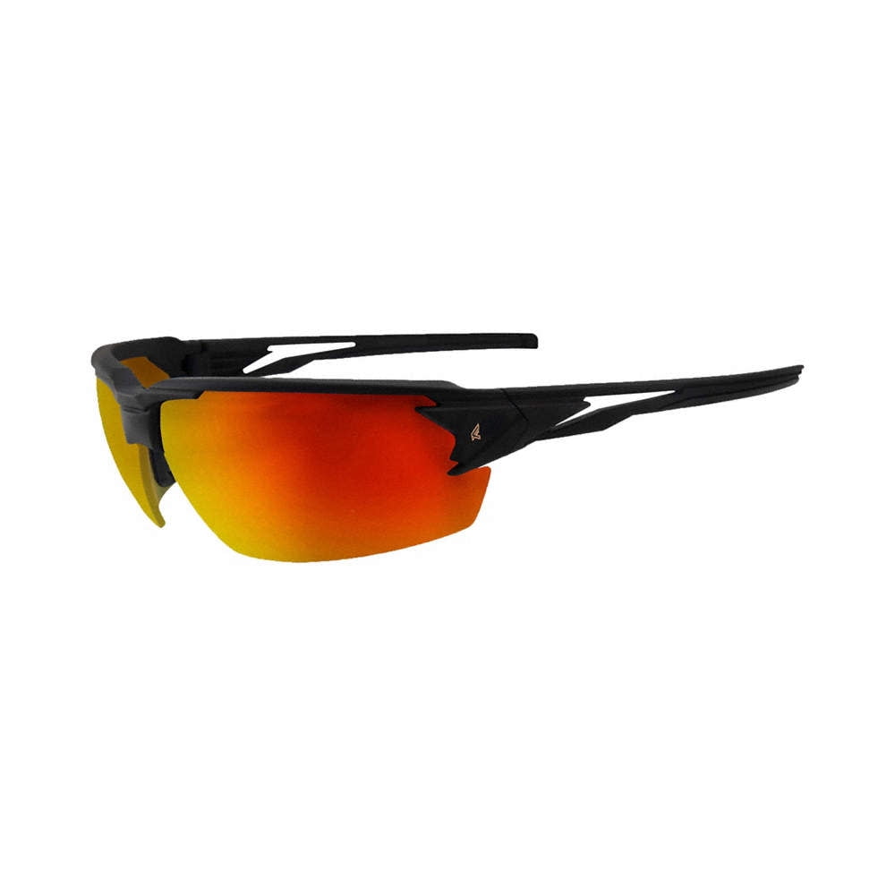 Pumori, Safety Glasses, Uncoated, Red Mirror Lens, Black Frame, Half-Frame XPAP419