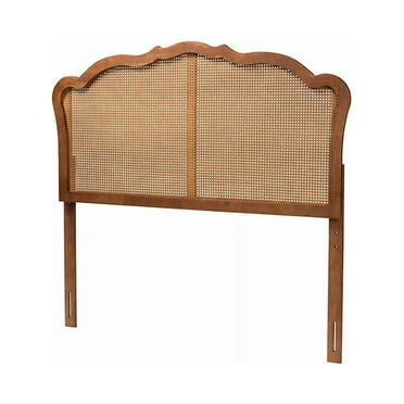 Baxton Studio Leandra Wood & Rattan Queen Size Headboard in Ash Walnut
