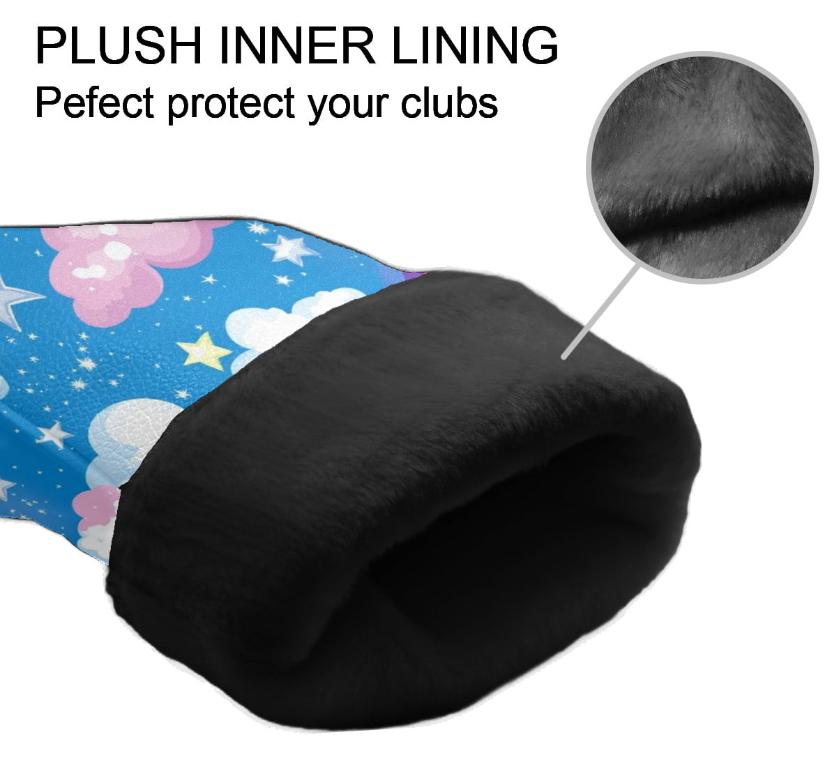 Golf Club Covers PU Leather Waterproof Head Covers for Fairway Woods Hybrids White Clouds Rainbow Unisex Fits Most Brands