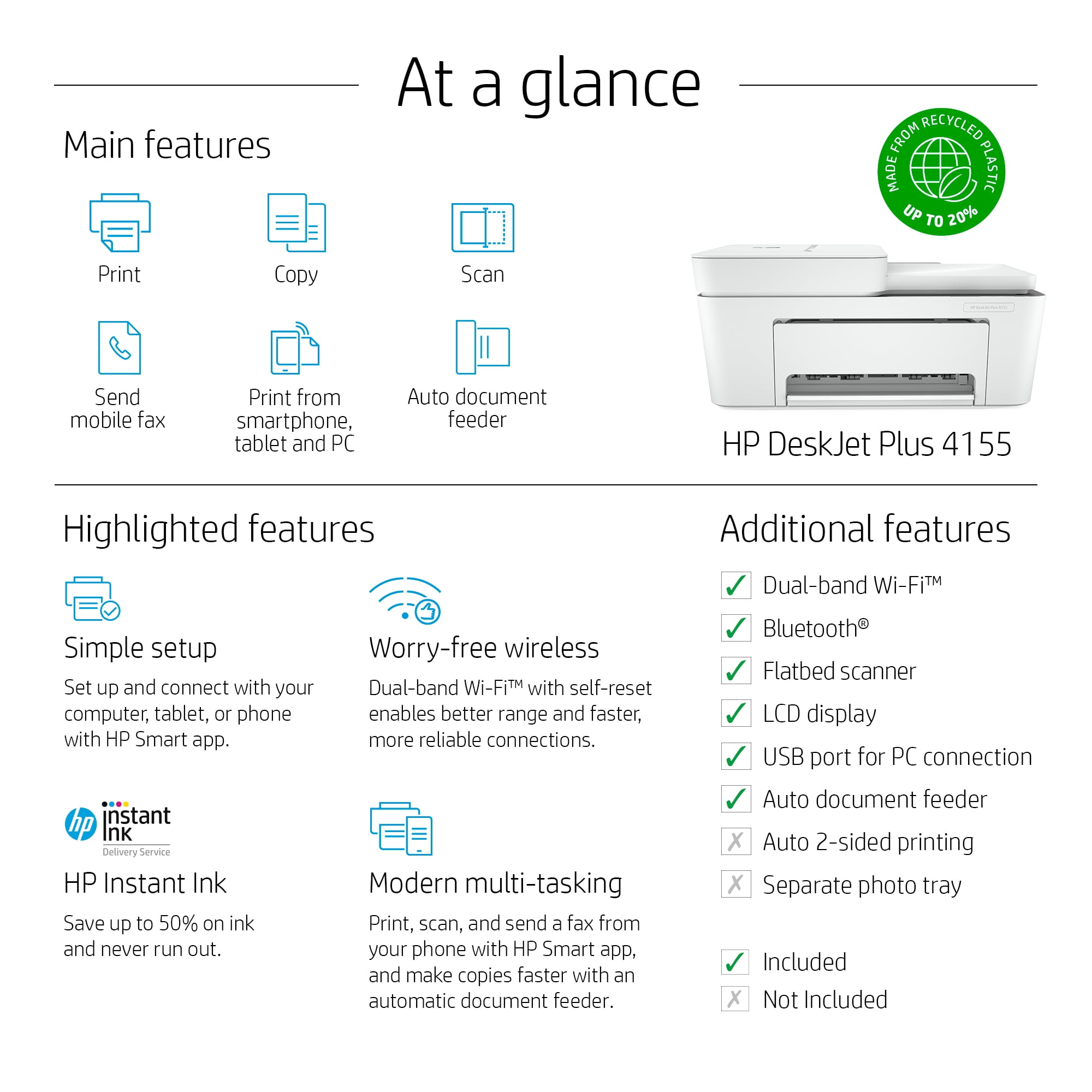 HP DeskJet Plus 4155 all in one printer