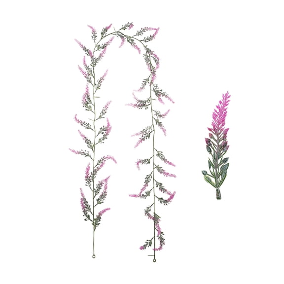 Moocorvic Artificial Lavender Garland, 5.74 ft Purple Spring Garland for Farmhouse Wedding Party Table,Stair,Front Door